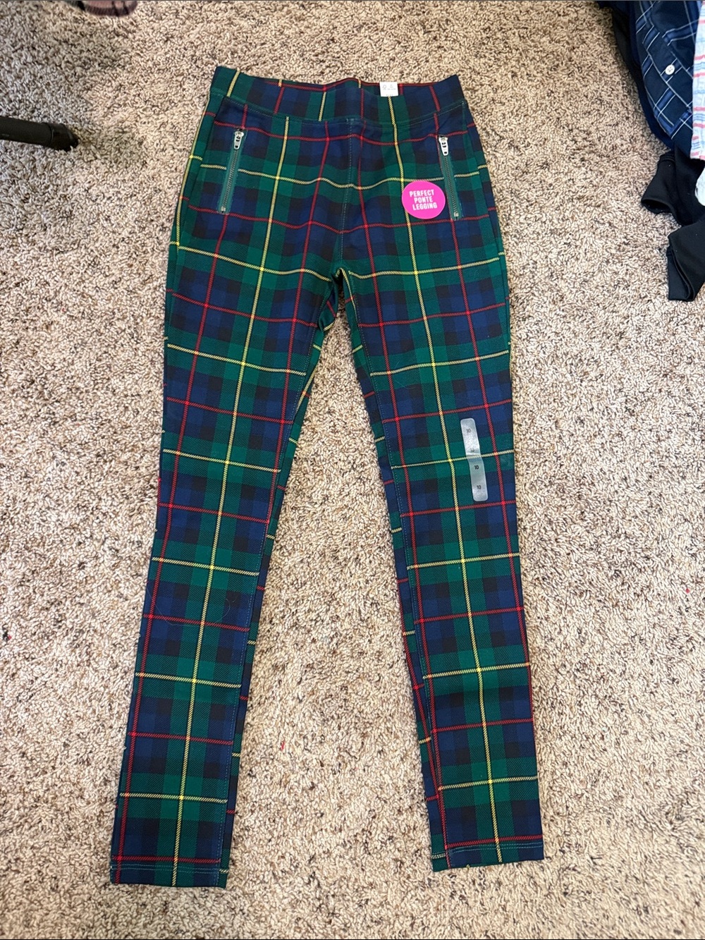 The Children's Place Green Navy Red Tartan Plaid Leggings